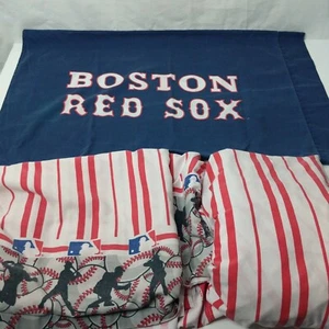 VINTAGE Red Sox Twin Flat Fitted & Pillowcase Baseball Sheet Set Bedding MLB - Picture 1 of 5