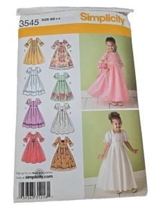 Simplicity 3545 Mädchen Festkleid langes Kleid Kostüm Muster 5-8 Vintage ungeschnitten - Bild 1 von 4