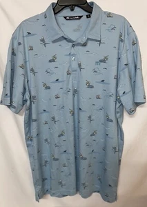 Travis Mathew Going Rogue Polo Men’s XL Pima Cotton Ice Blue - Picture 1 of 5