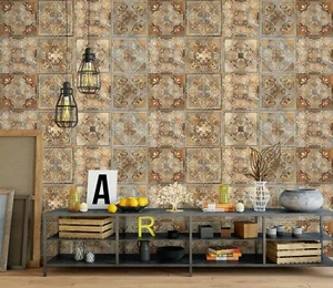 3D Brown Tile Pattern 26305NA Wallpaper Wall Murals Removable Wallpaper Fay - Picture 1 of 11