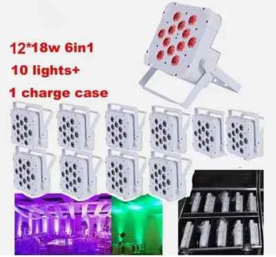 10pcs in charge case 12x18W RGBWA+UV Battery wifi app wireless LED Par uplight T - Image 1 of 4