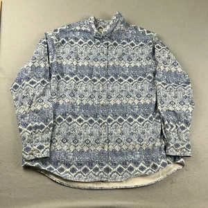 Cabelas Shirt Mens 2XL Regular Blue Aztec Flannel Button Up Long Sleeves - Picture 1 of 9