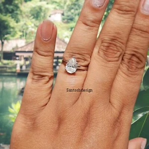 2 CT Teardrop Moissanite Silver Solitaire Weeding Ring,Beautiful Moissanite Ring - Picture 1 of 4