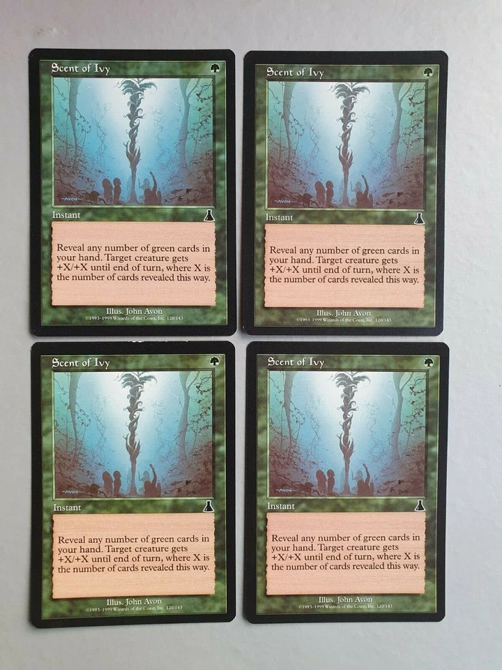 Scent of Ivy x4 PLAYSET, MTG Urza's Destiny (1999), Common Green Instant VNM - Image 1 of 2