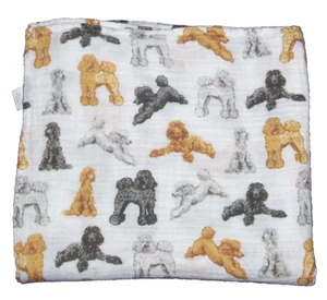 Mud Pie Poodle Puppy Dog Cotton Muslin Baby Blanket Swaddle 47x47 - Picture 1 of 2