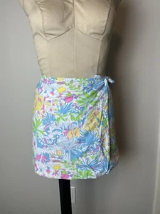 Lilly Pulitzer Girls Wrap Skirt 10 Jungle Colorful Bananas Juice Bar Stand - Picture 1 of 11