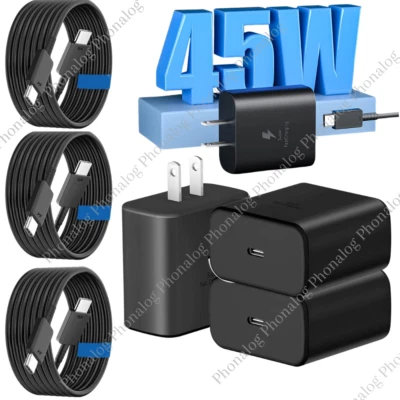 45W USB-C Super Fast Wall Charger Adapter PD Type C TO C Cable For Samsung Lot - Imagem 1 de 4