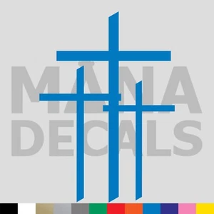 Triple Cross Vinyl Die Cut Decal Sticker - Three Calvary Jesus Christ God - Picture 1 of 16