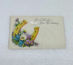 Ramo de flores zapato caballo tarjeta vintage años 70 “buena suerte en tu cumpleaños” P3 - Imagen 1 de 5