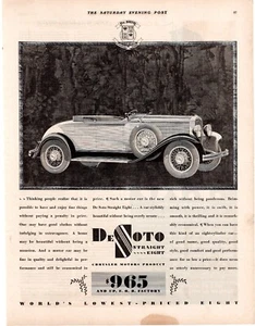 1930 DeSoto Straight Eight World's Lowest-Priced Eight Single Page Print Ad - Picture 1 of 1