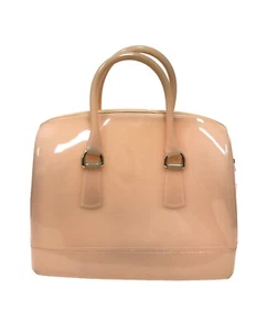 Furla Authentic Peach Jelly Top Handle Boston Bag With Gold Accents Made Italy - Bild 1 von 15