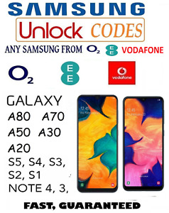 UNLOCK CODE SAMSUNG GALAXY A70 A50 A20 A10 S9 S8 S7 S6 O2 EE VODAFONE UK NETWORK