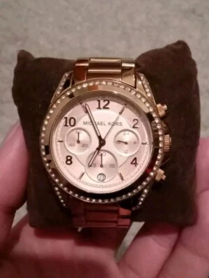Michael Kors Rose Gold Pink Dial Gemstone Bezel Ladies Watch MK5263 - Image 1 of 4