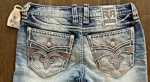 Herren Rock Revival "KESTER" Relaxed Taper Ledereinsätze Faux Flap Jeans 36x29 - Bild 1 von 11