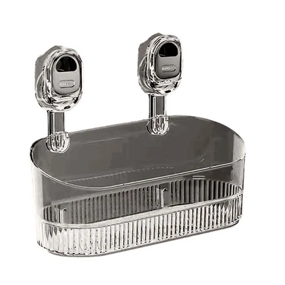 Caja de almacenamiento de ventosa corrugada para baño sin taladro Foto 1 de 4