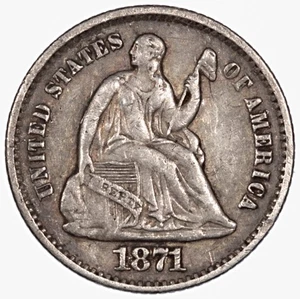 1871 Sitzende Freiheit Half Dime USA 5c - Bild 1 von 2