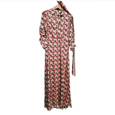 Purification Garcia Belt Wrap Top Double Thigh Split Roll Tab Sleeve Maxi Dress Foto 1 de 4
