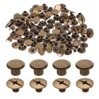 50set M5 x 4mm Chicago Screw Metal Stud Screw Rivets for Leather Bronze - Image 1 of 4