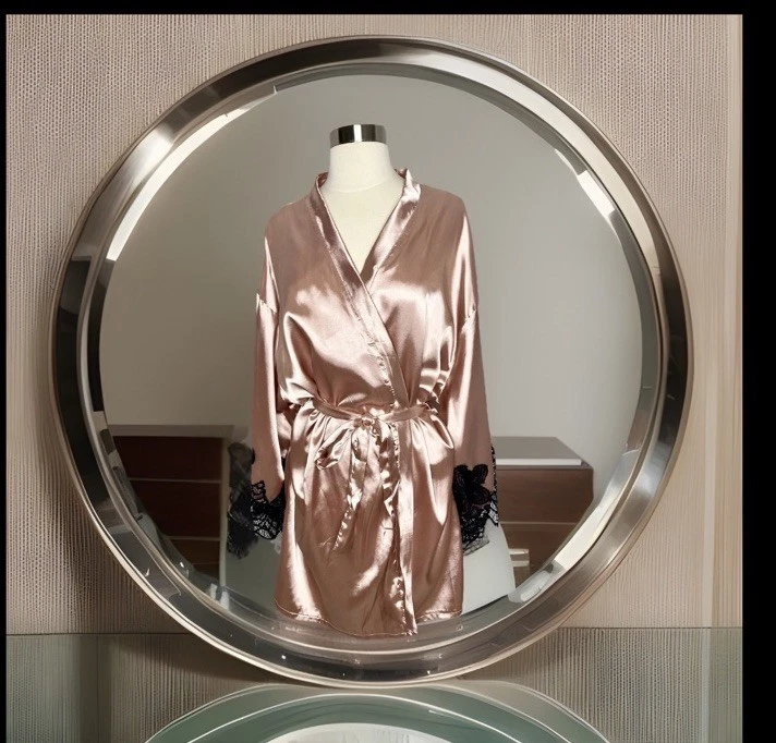 Новый с Ярлыками ноги Ave розового золота розовый черный кружева старый Голливуд атласный кимоно халат женщин XL - Изображение 1 из 4