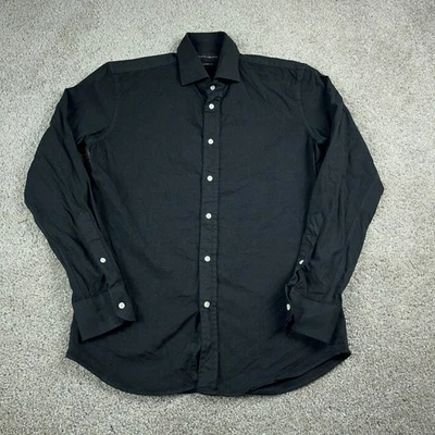 Ralph Lauren Shirt Mens 15.5 Black Wool Blend Black Label Button Up Tailored Fit - Image 1 of 4