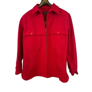 J Peterman roter Wollmantel Jacke großer Reißverschluss schwere Jacke - Bild 1 von 10