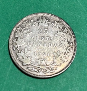 1921 CANADA SILVER QUARTER TOUGHER DATE - Picture 1 of 2