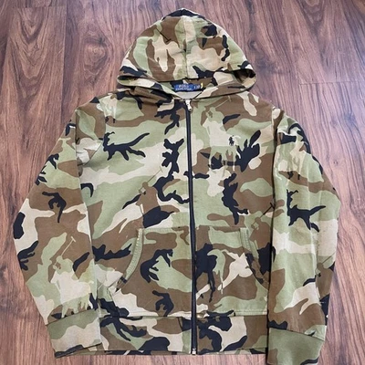 Polo Ralph Lauren Hoodie Mens Large Camouflage Full Zip Sweatshirt Jacket - Image 1 of 4