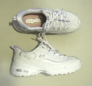 Womens Skechers D 'Lites White Slip-Ins Memory Foam Shoes/Sneakers. Size 7.5 - Picture 1 of 5