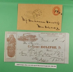 DR WHO 1857 PAQUEBOT ECLIPSE SHIP +FREIGHT BILL NEW ORLEANS EX MILGRAM R09118 - Picture 1 of 2