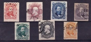 20532 BRAZIL 1876 D.PEDRO II COMPLETE FU SET RHM# 30-36 Sc#61-67 - Picture 1 of 1