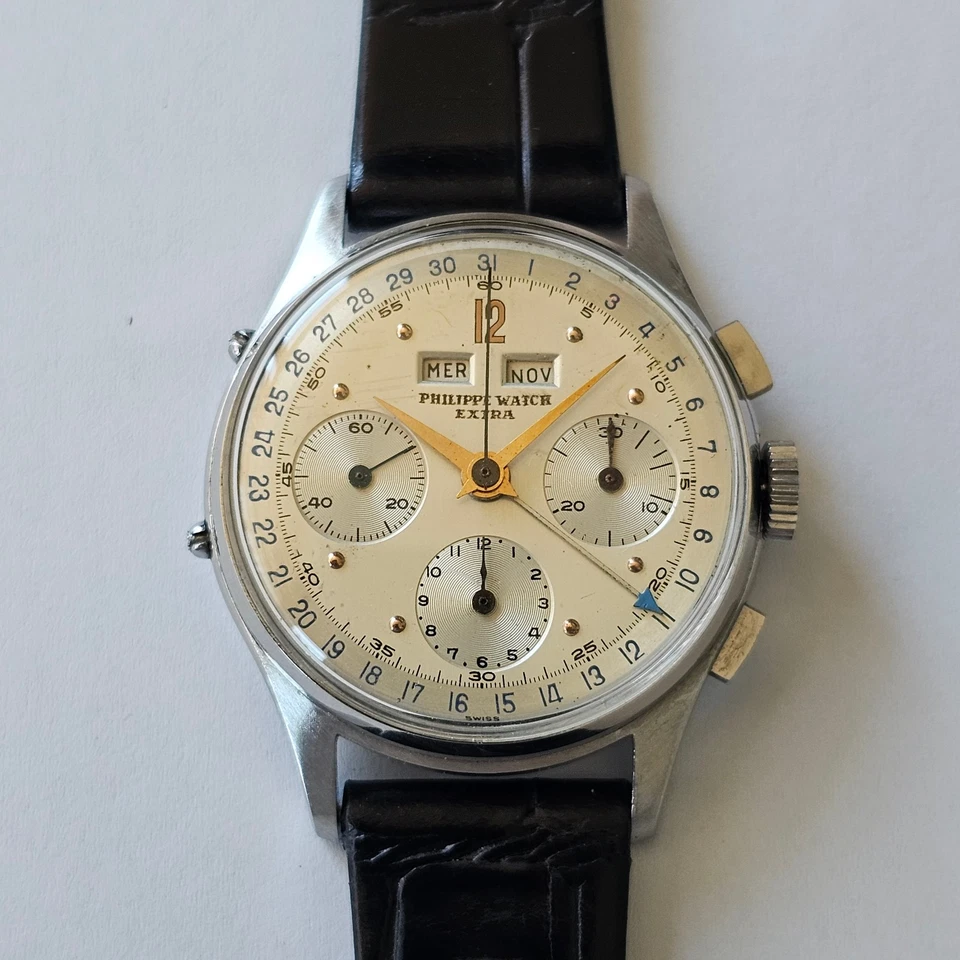 PHILIPPE WATCH-CRONO TRIPLO CALENDARIO-VALJOUX 72 C-DATO-COMPAX-RUOTA A COLONNE - Immagine 1 di 4