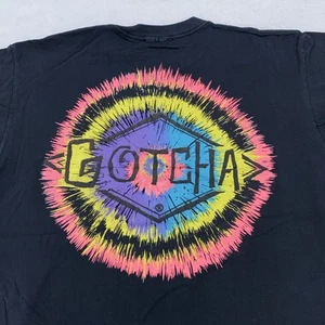 Vintage Gotcha Shirt Mens L/XL Black Tie Dye Surf Neon Graphic Skate USA 90s - Picture 1 of 9