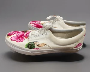 Vans Custom Shoes Women’s Size 8.5 White Floral - Picture 1 of 6
