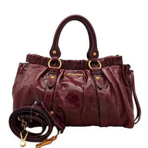 Borsa a tracolla miu miu pelle VITELLOLUX nastro bordeaux 20x35x16 cm NNNr25 - Foto 1 di 18