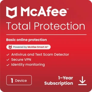 McAfee Total Protection - 1 Device - 1 Year - Automatic Renewal - [Download] - Afbeelding 1 van 7
