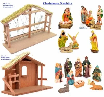 Nativity Crib Scene Figures Set Stable Movable Home Christmas Decoration Easter - Image 1 of 3