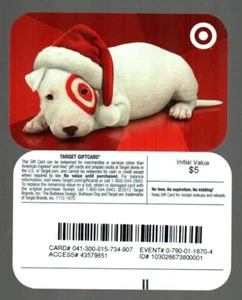 TARGET Bullseye Wearing Santa Hat ( 2012 ) Gift Card ( $0 ) - RARE - Picture 1 of 1
