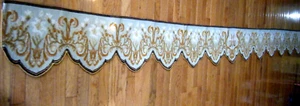 ANTIQUE valance Victorian needlepoint wool tapestry lined mono M France 11 ft - Picture 1 of 9
