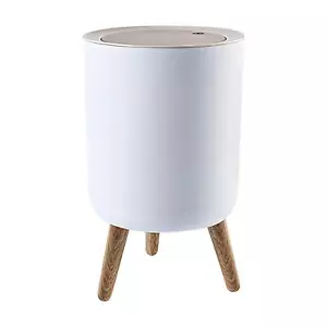 Nordic Trash Can 1-PackPush Top Trash Can with Lid14.3"x8.7" White Top Spring... - Picture 1 of 7