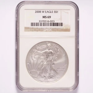 2008-W Silver American Eagle Dollar NGC MS69 - Picture 1 of 2
