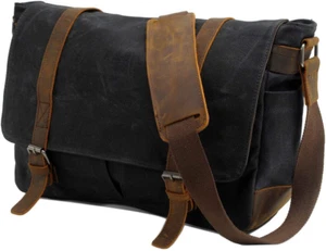 Waterproof Vintage Canvas Leather DSLR SLR Digital Camera Bag Shoulder Messenger - Picture 1 of 8