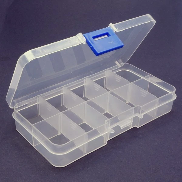 Box transparent 10 Fächer Sortierbox Perlenbox aus Kunststoff 13x7x2,3cm - Bild 1 von 1