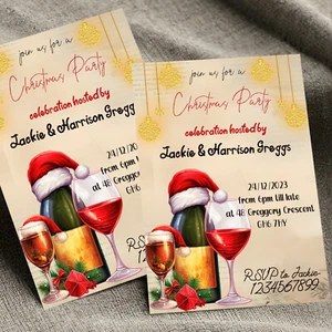 Personalised Adults Christmas Party Invitations Christmas Party Invites A6 x10 - Picture 1 of 5