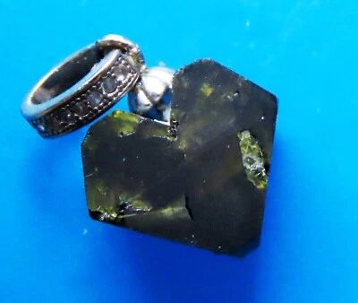 Ciondolo in argento 925 con ossidiana naturale a forma di cuore - Immagine 1 di 4