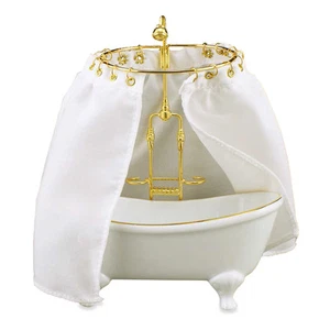 Reutter Porzellan Duschwanne mit Vorhang / White Tub & Shower Puppenstube 1:12 - Bild 1 von 5
