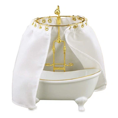 Reutter Porzellan Duschwanne mit Vorhang / White Tub & Shower Puppenstube 1:12 - Bild 1 von 4