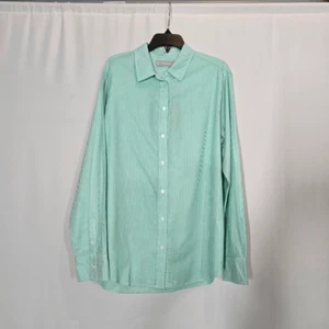 Everlane The Silky Cotton Relaxed Mint Green & White Striped Long Sleeve Shirt 4 - Picture 1 of 8