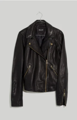 Madewell $525 Womens Washed Leather Motorcycle Jacket Black Size XXS NC112 - Image 1 of 4