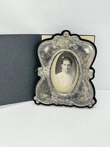 Marco de fotos de placa de plata terciopelo antiguo con imagen victoriana del siglo XIX niña - Imagen 1 de 9