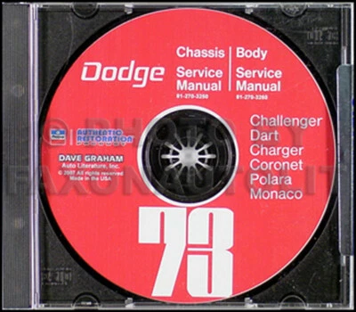 1973 Dodge CD Tienda Manual Dardo Swinger Corona Cargador Retador Polara Monaco - Imagen 1 de 2